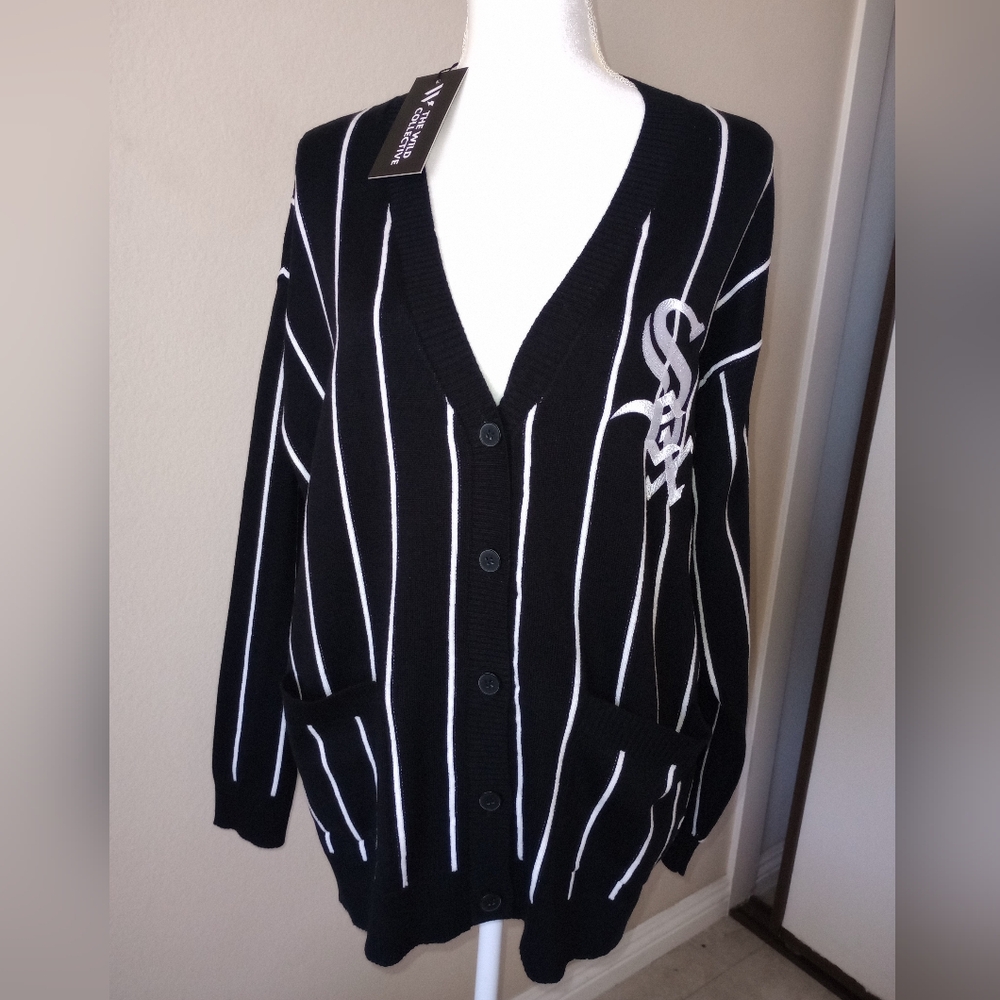 Black and White Striped Cardigan
